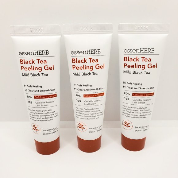 B2G1 FREE! 3x EssenHerb Black Tea Peeling Gel Mild Black Tea TRAVEL .68 oz NEW - Picture 1 of 5